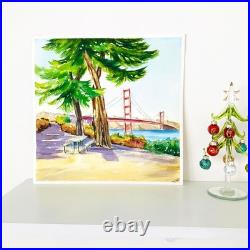 Original Watercolor Painting California San Francisco Golden Gate Bridge 12? 12