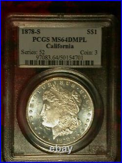 PCGS MS 64 Deep Mirror Proof-like DMPL 1878-S Morgan Dollar ex. California