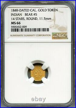 POP 1 1849 Oct Ind Bear #5 14 Stars California Gold NGC MS66