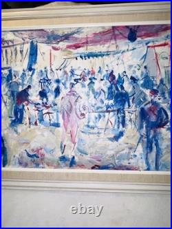 Pascal Cucaro Original Oil Painting People Crowd San Francisco California 15x29