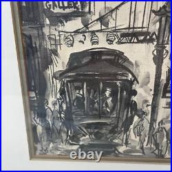 Pascal Cucaro Watercolor Etching Print scene of San Francisco California