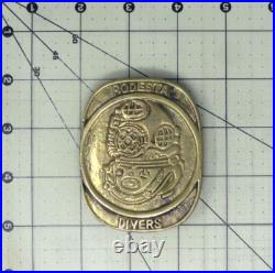 Podesta Divers Belt Buckle Ocean Cast Brass San Francisco California Vtg. QRT892