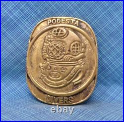 Podesta Divers Belt Buckle Ocean Cast Brass San Francisco California Vtg. QRT892