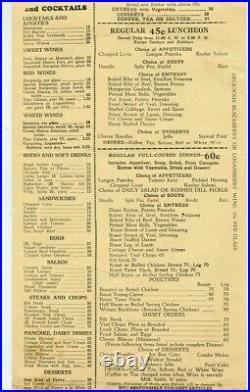 Prizer's Hungarian Kosher Restaurant Menu Turk St San Francisco California 1938