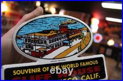 RARE 1950s CLIFF HOUSE SAN FRANCISCO CALIFORNIA STAMPED PAINTED METAL SIGN BOAT