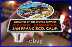 RARE 1950s CLIFF HOUSE SAN FRANCISCO CALIFORNIA STAMPED PAINTED METAL SIGN BOAT