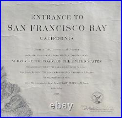 RARE Antique Chart/Map Entrance To SAN FRANCISCO BAY California 1859 A. D. BACHE
