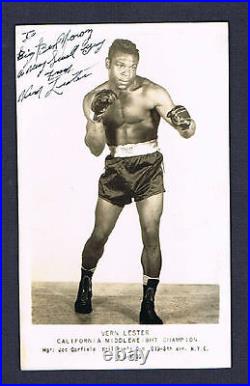 RARE San Francisco 1940's VERN LESTER signed boxing photo autographed boxer Ca