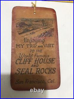 RARE San Francisco CLIFF HOUSE And SEAL ROCKS SUITCASE/BAG Leather Tag Sept 1940 RARE San Francisco CLIFF HOUSE And SEAL ROCKS SUITCASE/BAG Leather Tag Sept 1940