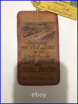 RARE San Francisco CLIFF HOUSE And SEAL ROCKS SUITCASE/BAG Leather Tag Sept 1940 RARE San Francisco CLIFF HOUSE And SEAL ROCKS SUITCASE/BAG Leather Tag Sept 1940