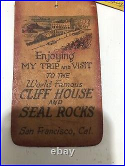 RARE San Francisco CLIFF HOUSE And SEAL ROCKS SUITCASE/BAG Leather Tag Sept 1940 RARE San Francisco CLIFF HOUSE And SEAL ROCKS SUITCASE/BAG Leather Tag Sept 1940