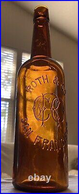 ROTH & CO. SAN FRANCISCO. Old Amber Whiskey Bottle. California, Western. Nice
