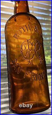 ROTH & CO. SAN FRANCISCO. Old Amber Whiskey Bottle. California, Western. Nice