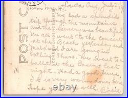 RPPC 1909 woman in hammock on porch Santa Cruz California Real Photo Postcard