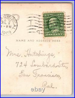 RPPC 1909 woman in hammock on porch Santa Cruz California Real Photo Postcard