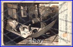 RPPC 1909 woman in hammock on porch Santa Cruz California Real Photo Postcard