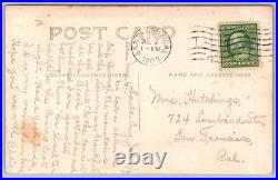 RPPC 1909 woman in hammock on porch Santa Cruz California Real Photo Postcard