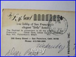 RPPC Color California State Lobby of San Francisco Little Hotel Crazy Horse