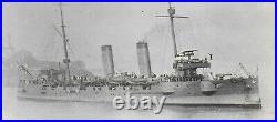 RPPC of Japanese Cruiser Kasagi by Alcatraz Island in San Francisco Bay 1910