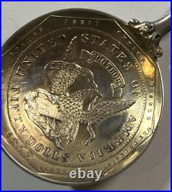 Rare 1852 $50 Humbert California Gold Spoon, San Francisco Calif Assay Office