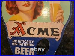 Rare 1930s Antique ACME Beer Cardboard Fan Beer Sign San Francisco, California