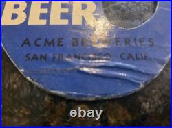 Rare 1930s Antique ACME Beer Cardboard Fan Beer Sign San Francisco, California