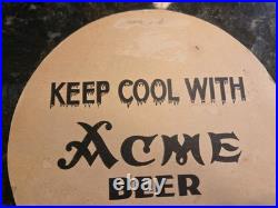 Rare 1930s Antique ACME Beer Cardboard Fan Beer Sign San Francisco, California