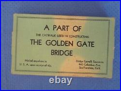Rare 1937 Official Souvenir Piece of Golden Gate Bridge Redwood San Francisco CA