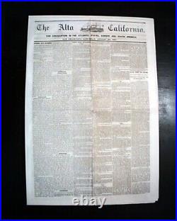 Rare Early Steamer Edition San Francisco California via Steamship 1868 Newspaper