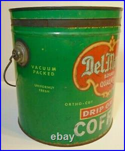 Rare Large Vintage 1930s DEL MONTE COFFEE GRAPHIC COFFEE TIN 4 POUND MADE IN USA