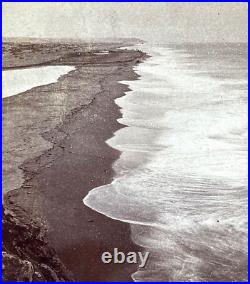 Rare! San Francisco 1st Cliff House's View Of Ocean Beach 1877 Stereoview Photo