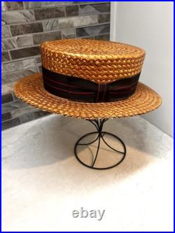 Rare Vintage Lundstrom of San Francisco California Straw Boater Hat Mens 7 1/4