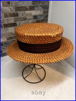 Rare Vintage Lundstrom of San Francisco California Straw Boater Hat Mens 7 1/4