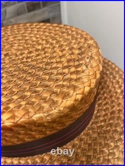 Rare Vintage Lundstrom of San Francisco California Straw Boater Hat Mens 7 1/4