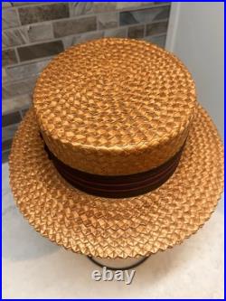 Rare Vintage Lundstrom of San Francisco California Straw Boater Hat Mens 7 1/4