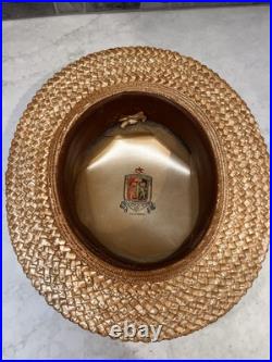 Rare Vintage Lundstrom of San Francisco California Straw Boater Hat Mens 7 1/4