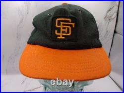 Rare Vintage San Francisco Giants Hat Boys Medium Black Orange Brim Wool 1950s