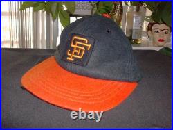 Rare Vintage San Francisco Giants Hat Boys Medium Black Orange Brim Wool 1950s