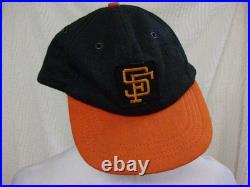 Rare Vintage San Francisco Giants Hat Boys Medium Black Orange Brim Wool 1950s