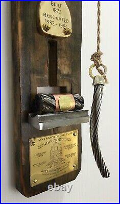 SAN FRANCISCO CABLE CAR Conductor Bell Mounted on Wood Brake with1982 Cable & Die