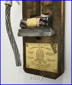 SAN FRANCISCO CABLE CAR Conductor Bell Mounted on Wood Brake with1982 Cable & Die