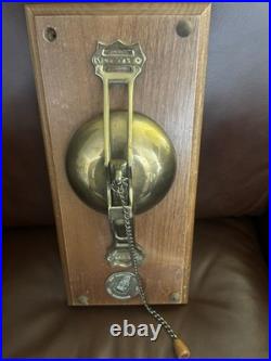 SAN FRANCISCO CABLE CAR SFC Solid Brass Conductor Bell Mounted on Oak Wood