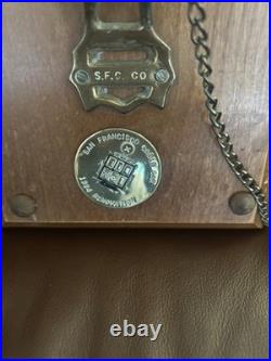 SAN FRANCISCO CABLE CAR SFC Solid Brass Conductor Bell Mounted on Oak Wood