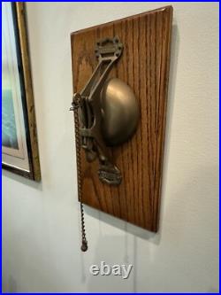SAN FRANCISCO CABLE CAR SFC Solid Brass Conductor Bell Mounted on Oak Wood