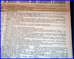 SAN FRANCISCO EARTHQUAKE California Fire Disaster 1st Report 1906 Old Newspaper