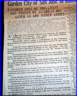 SAN FRANCISCO EARTHQUAKE California Fire Disaster 1st Report 1906 Old Newspaper
