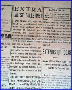 SAN FRANCISCO EARTHQUAKE California Fire Disaster 1st Report 1906 old Newspaper