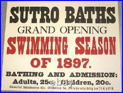 SAN FRANCISCO SUTRO BATHS1897 GRAND OPENING SWIM SEASON13x16 ORIGINAL POSTER
