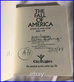 SIGNED Allen Ginsberg FALL OF AMERICA 8th prtg softcover VG+