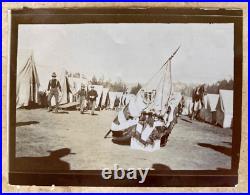 SPAN-AM WAR US ARMY CAMP PRESIDIO of SAN FRANCISCO US FLAG + TROPHY 1898 PHOTO